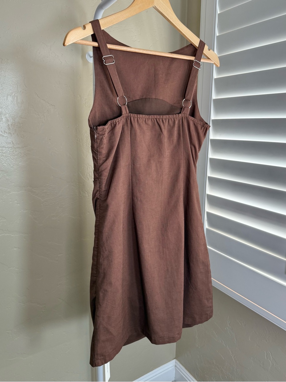 Commense Cotton Linen Sleeveless Ruched Mini Dress Brown NWT Small - Picture 7 of 10